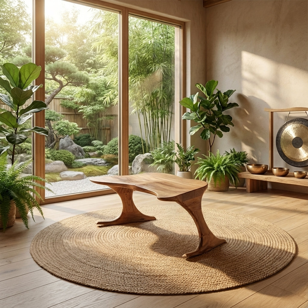 Chairish stackable wooden meditation chair in Acacia hardwood