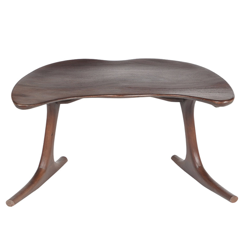Bodhi wooden meditation chair in Acacia hardwood, low-profile curved seat