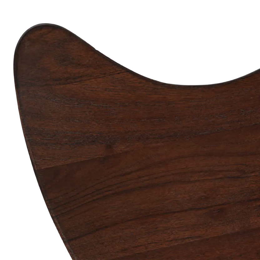 Bodhi wooden meditation chair in Acacia hardwood, low-profile curved seat